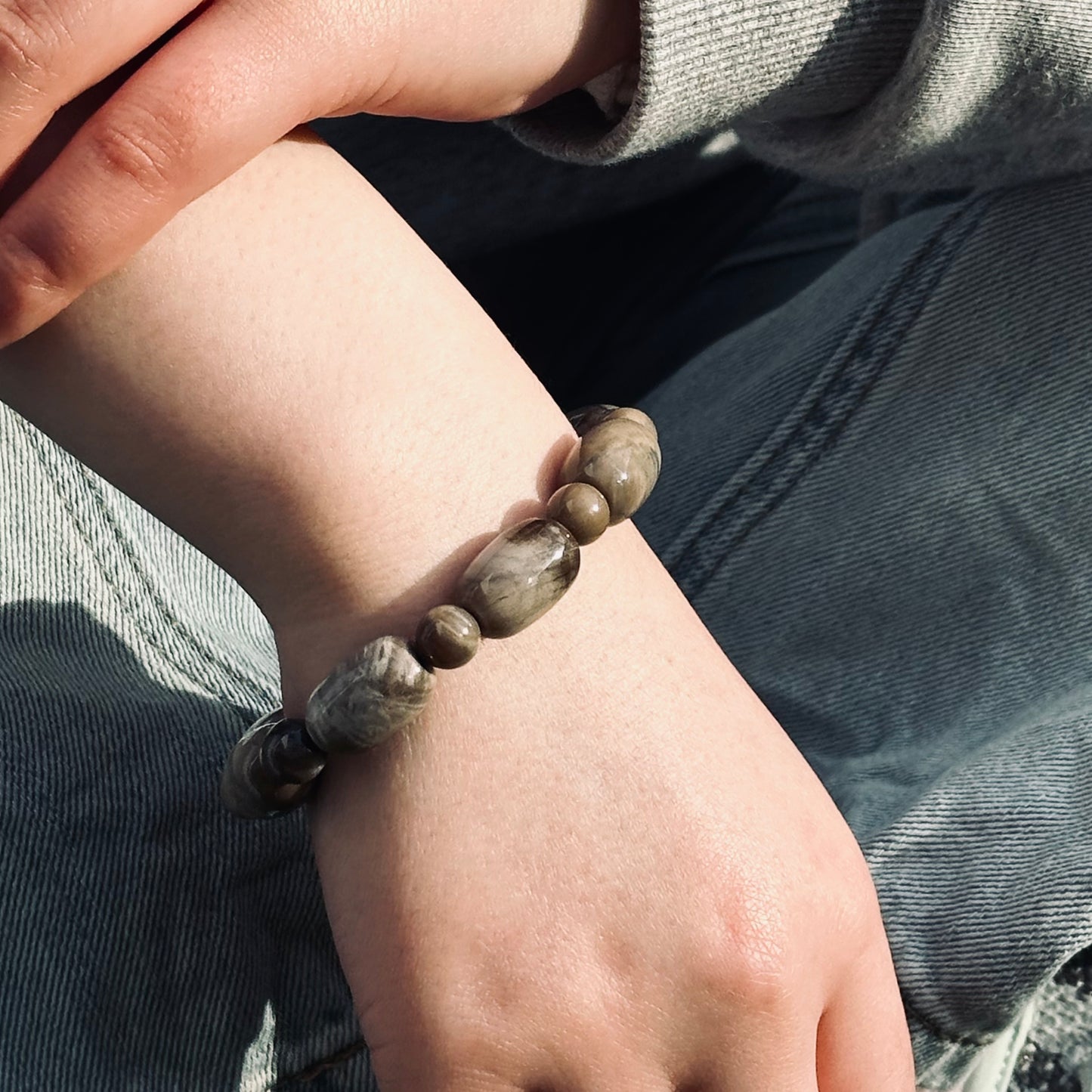 Oval Saturnized Petrified Wood Bracelet