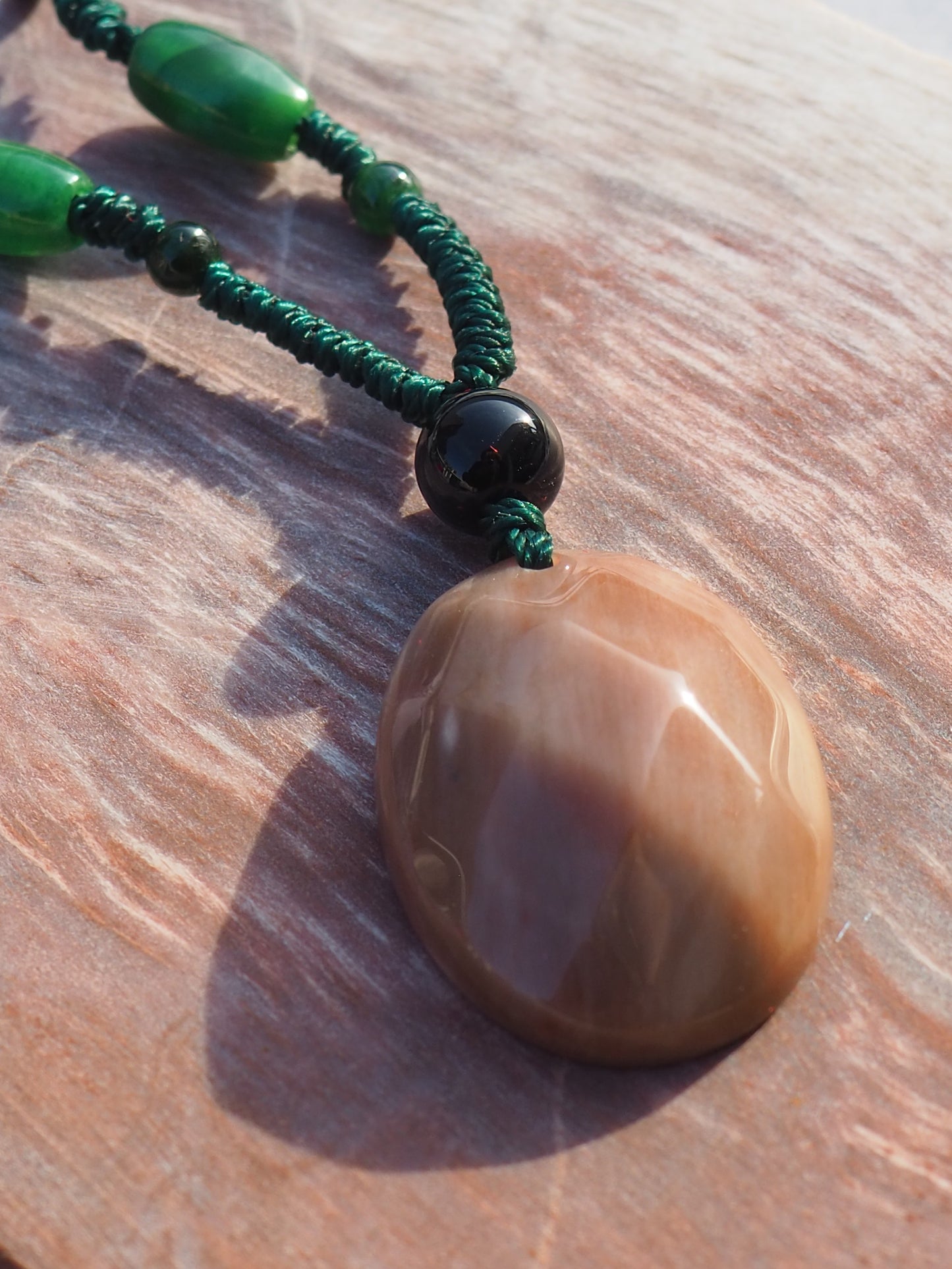 "Lunar Ink wash" Petrified Wood Pendant